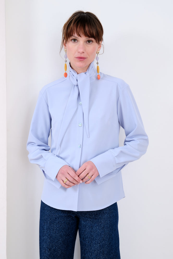 LADY-TIE TOP BLEU CIEL