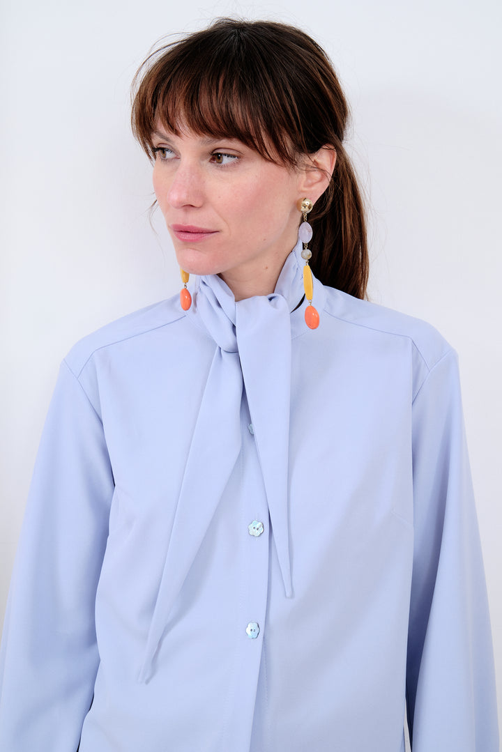 LADY-TIE TOP BLEU CIEL