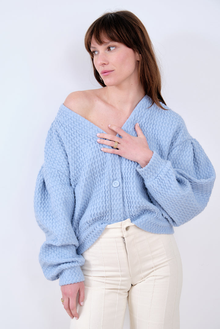 ABUNDANCE CARDIGAN BLEU CIEL