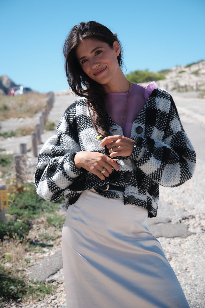 ABUNDANCE CARDIGAN NOIR/BLANC