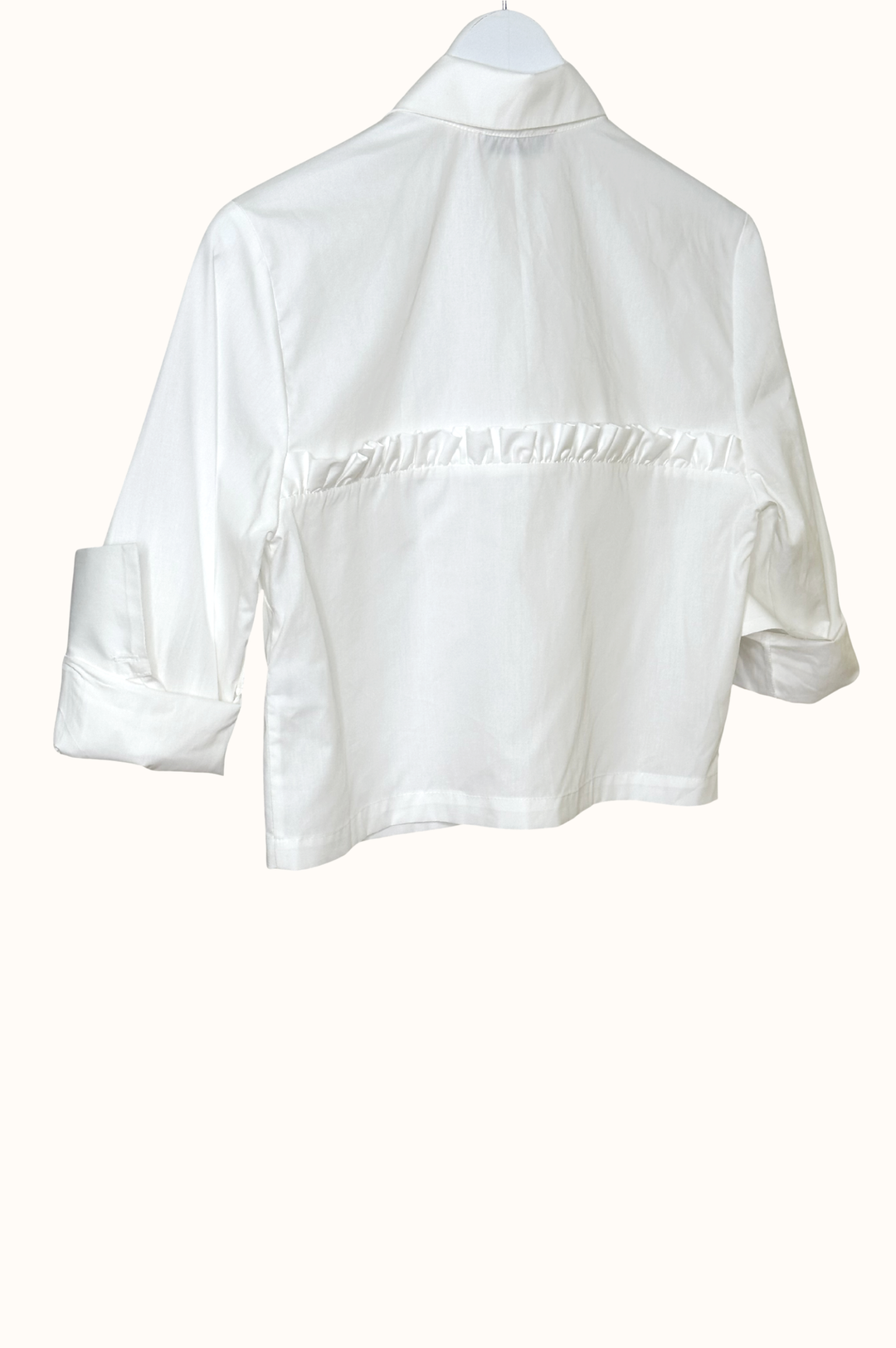 CROP RUFFLED TRUST TOP BLANC
