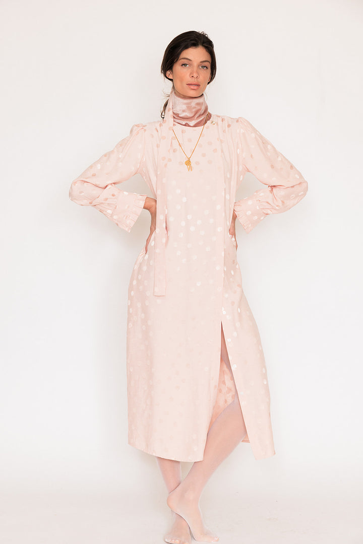 RITA DRESS VINTAGE ROSE À POIS