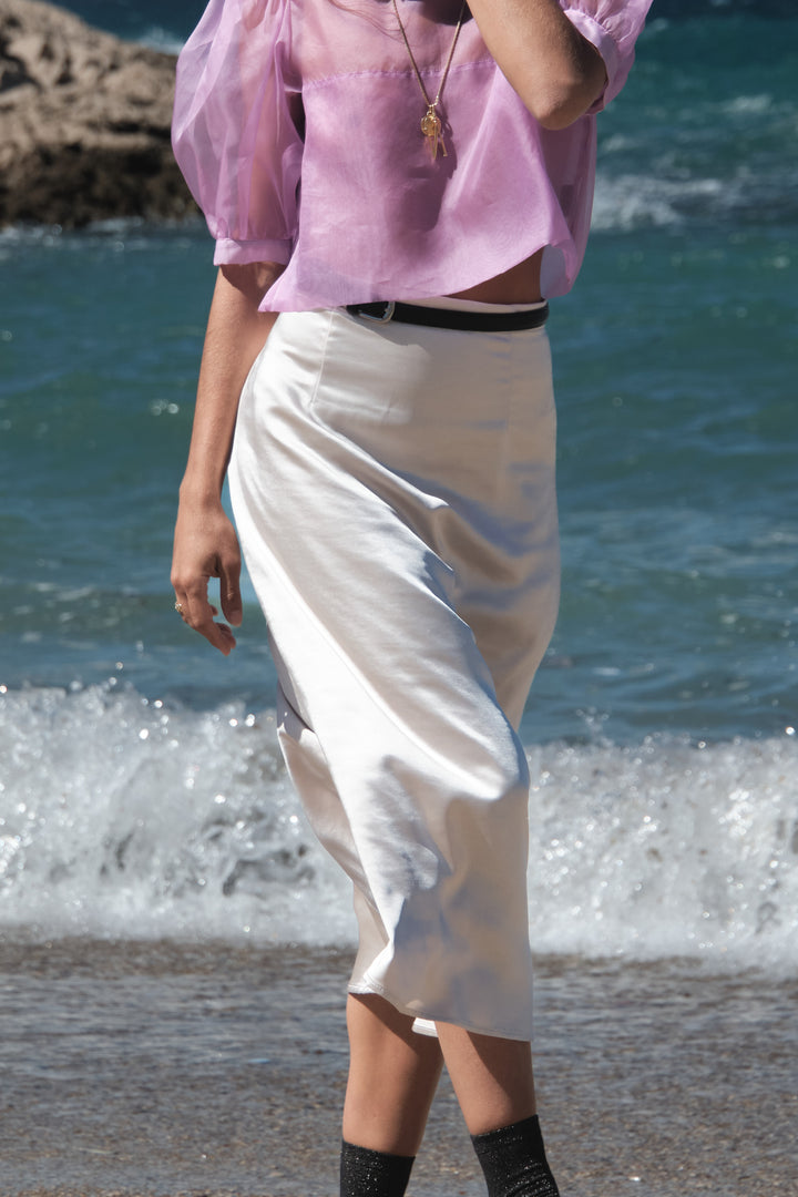 GABRIELLE SKIRT MIDI MÉTAL