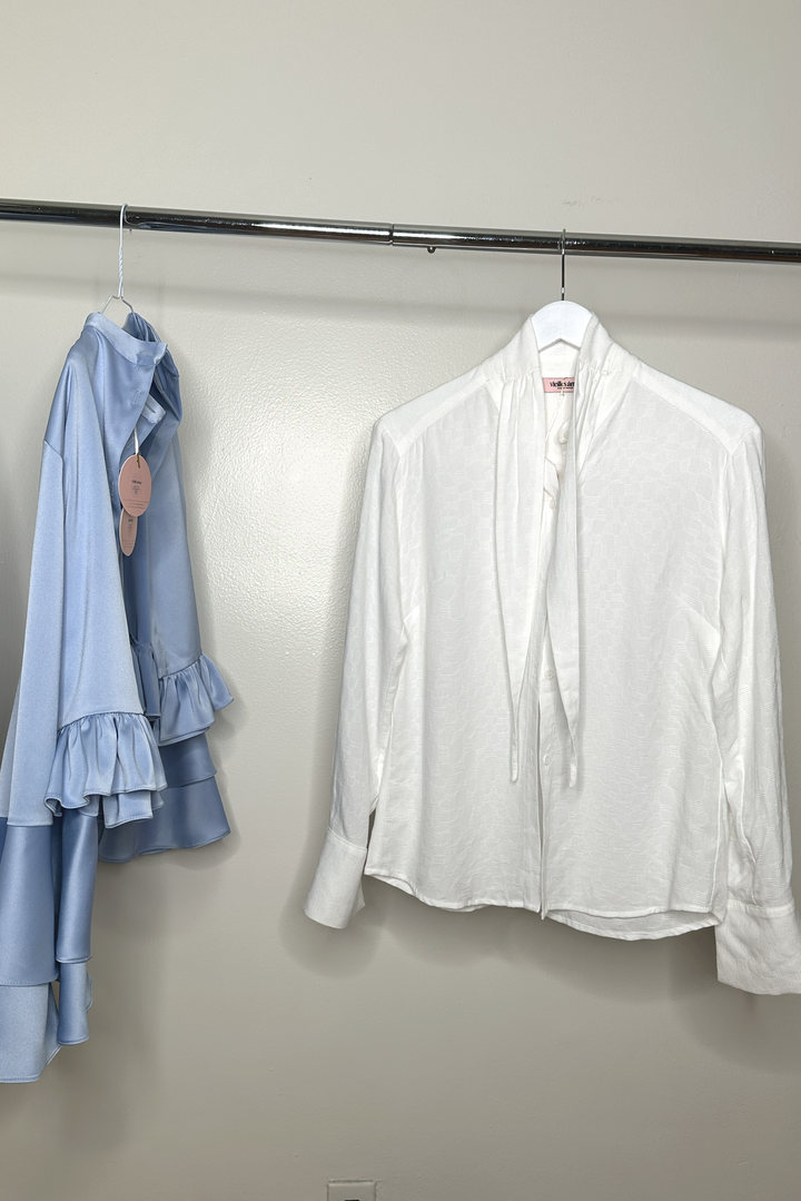 LADY-TIE TOP BLANC BRODERIE