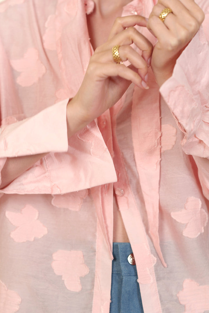 LADY-TIE TOP ROSE FLEUR