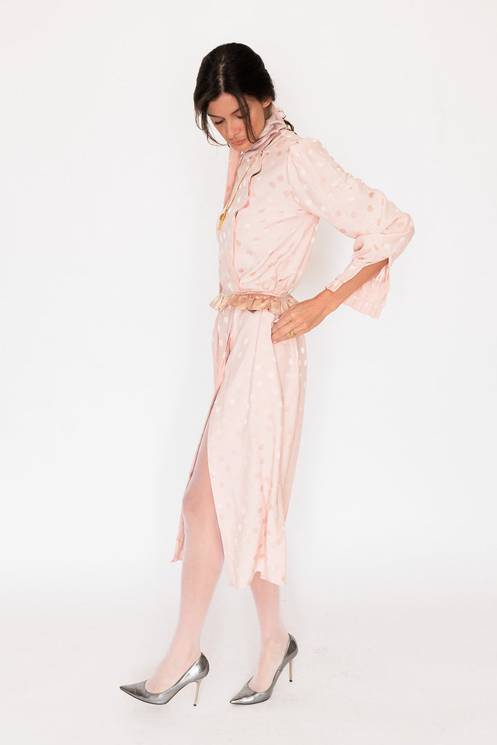 RITA DRESS VINTAGE ROSE À POIS