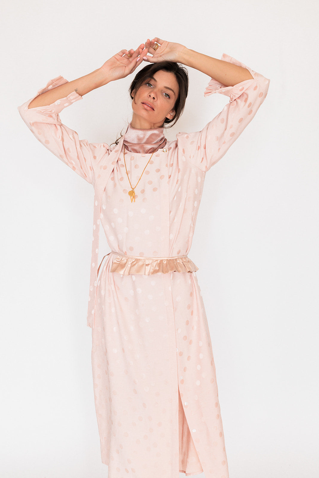 RITA DRESS VINTAGE ROSE À POIS