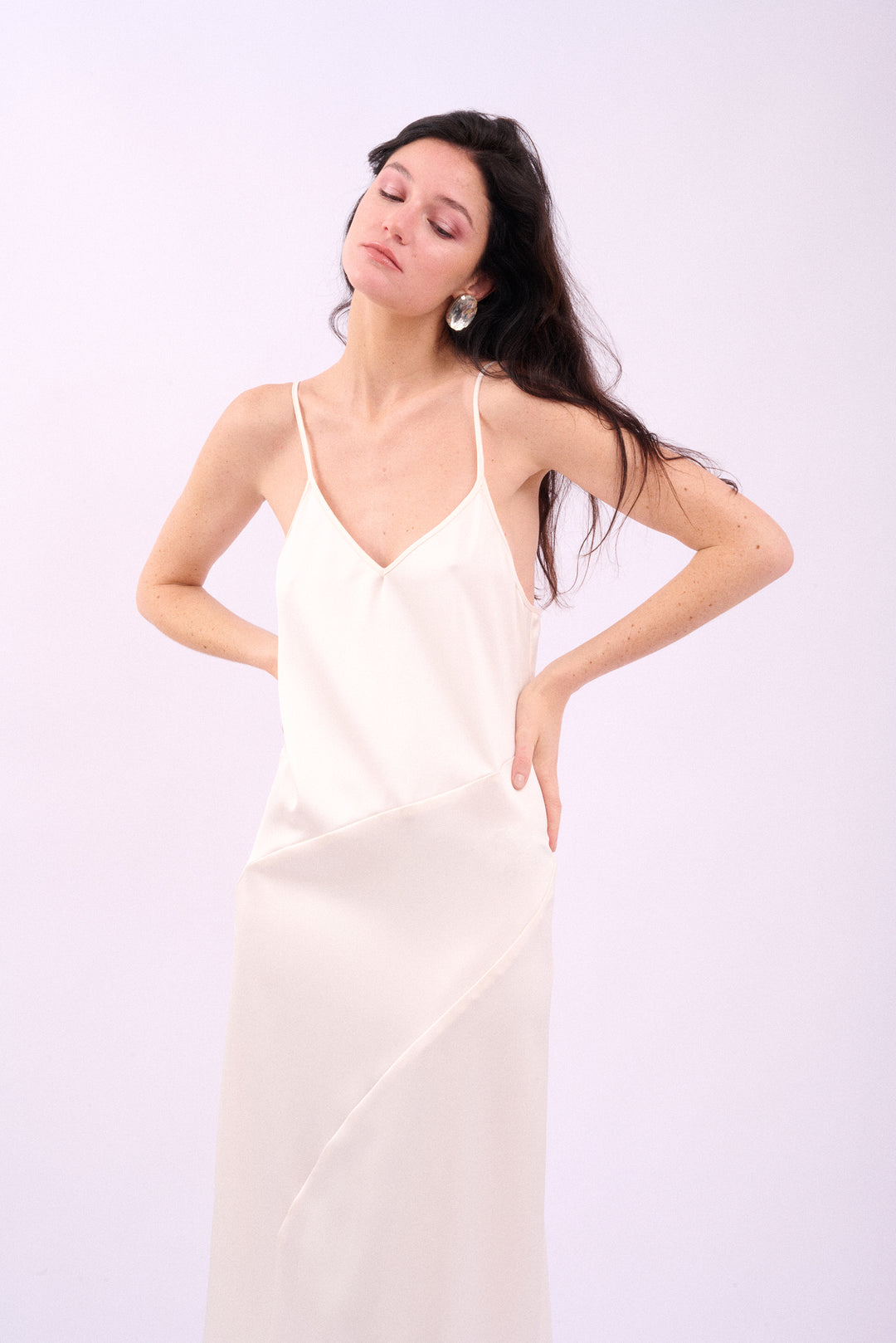 SUNBURST SLIP DRESS BLANC