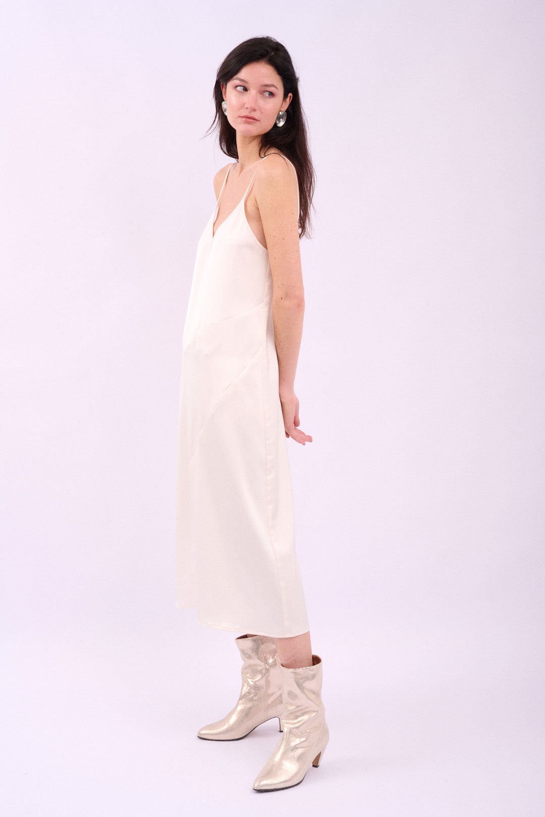 SUNBURST SLIP DRESS BLANC