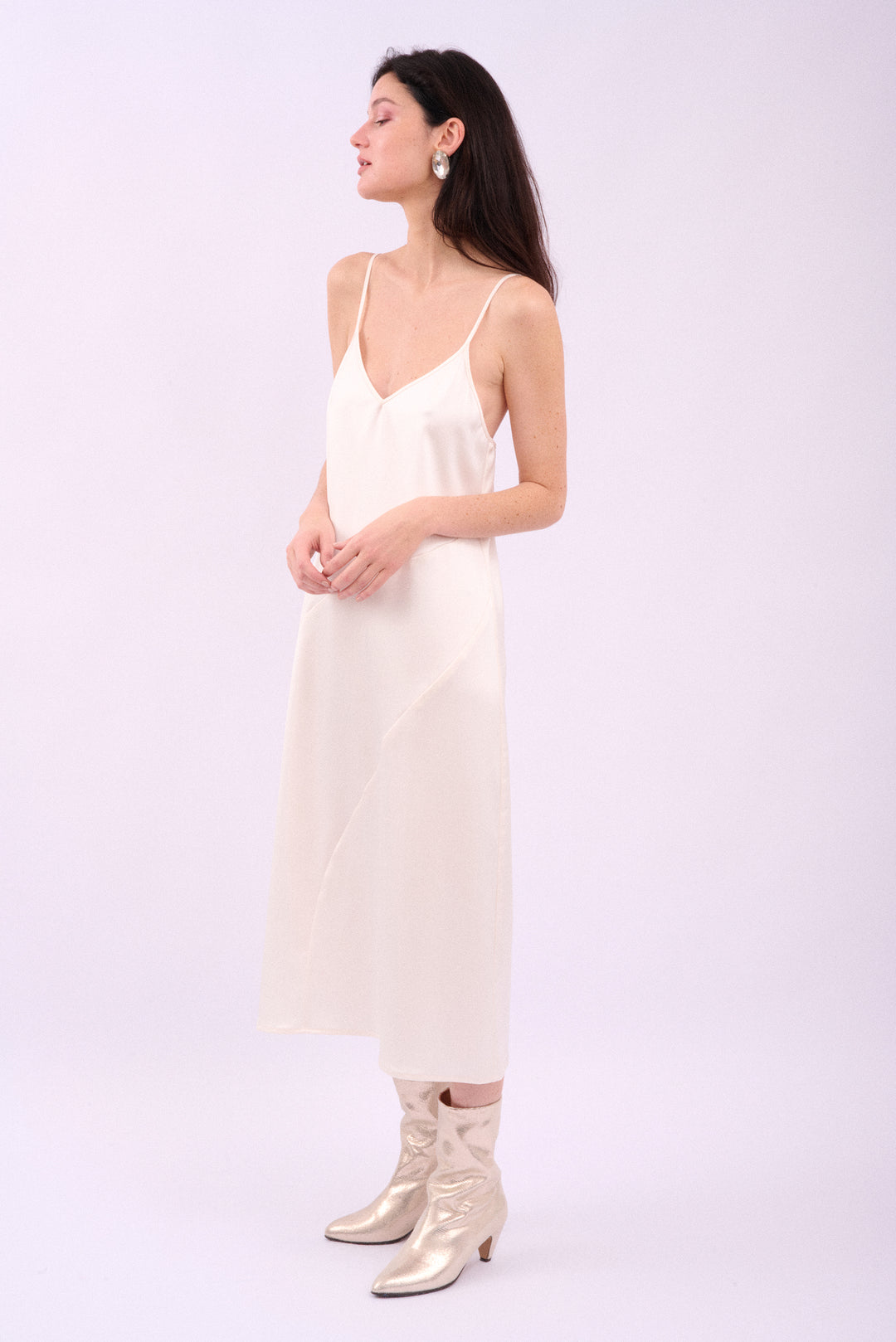 SUNBURST SLIP DRESS BLANC