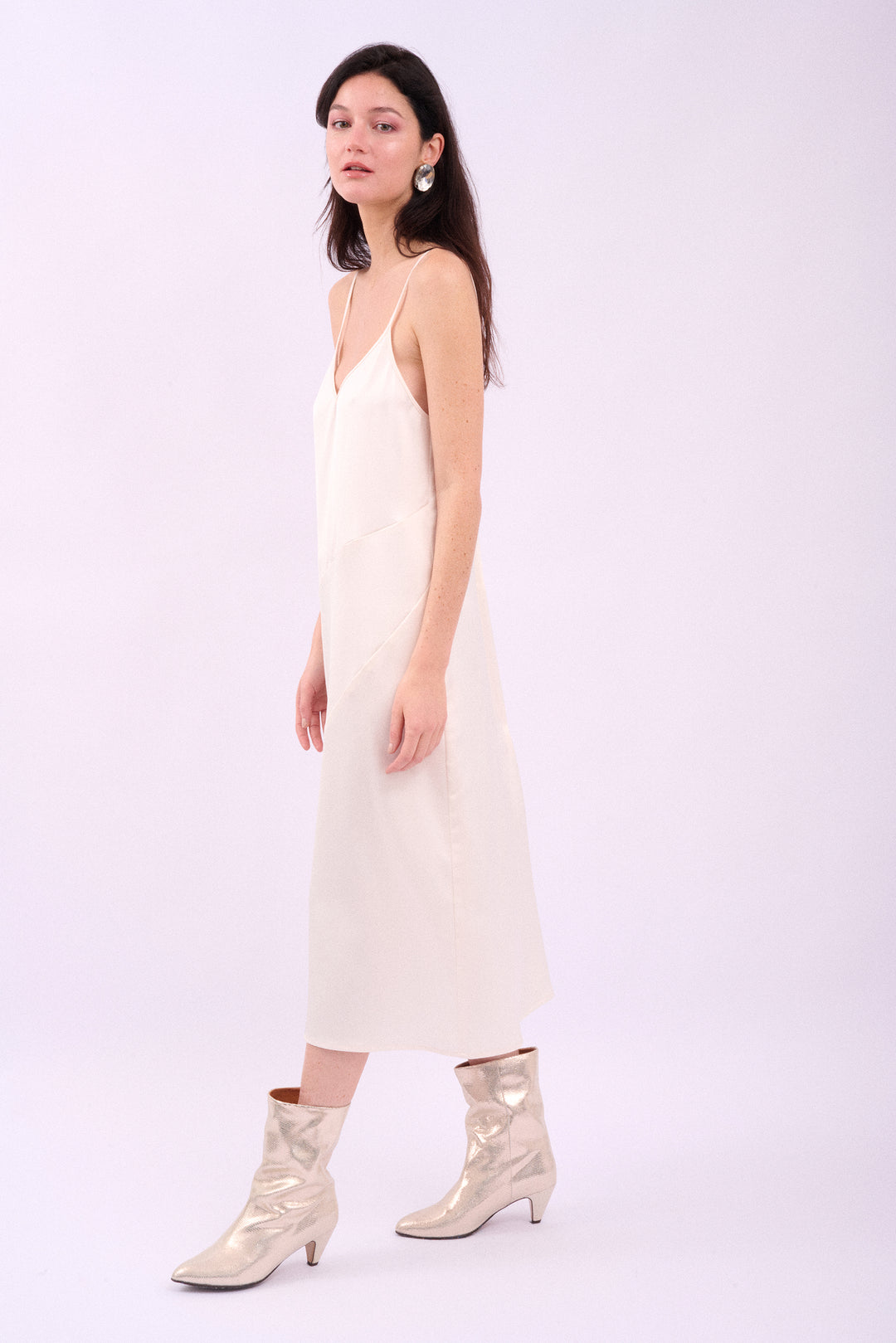 SUNBURST SLIP DRESS BLANC