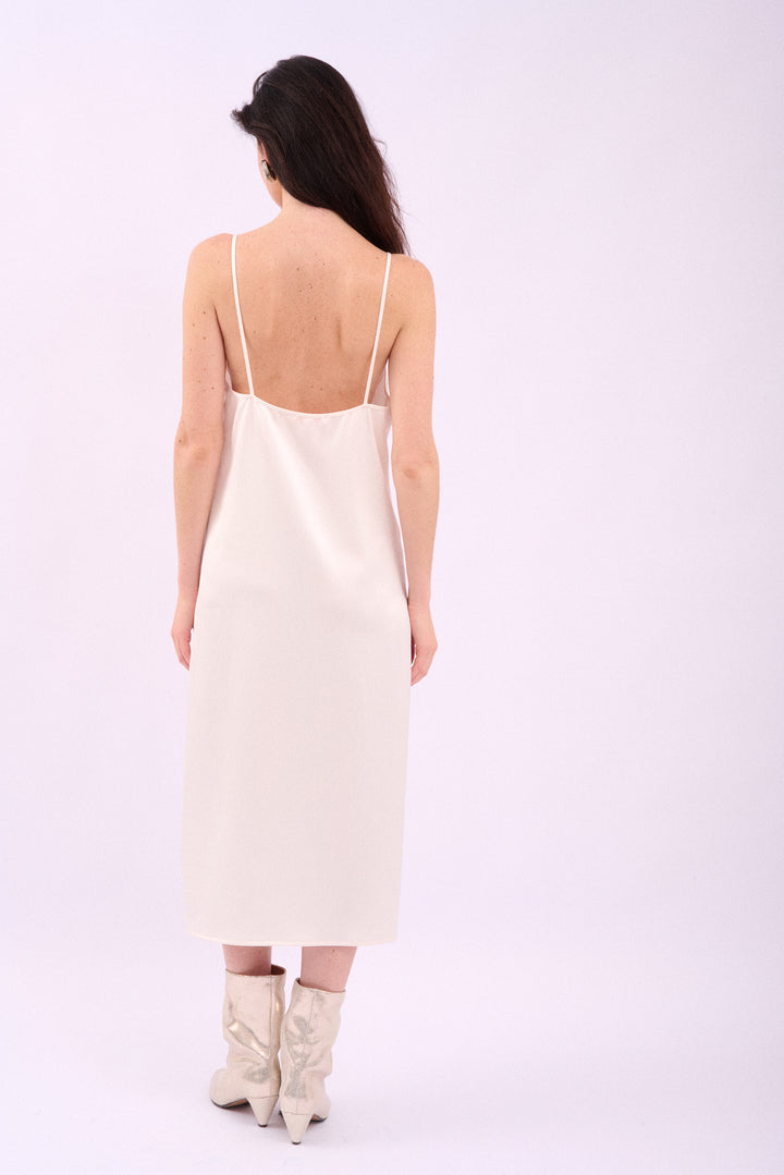 SUNBURST SLIP DRESS BLANC